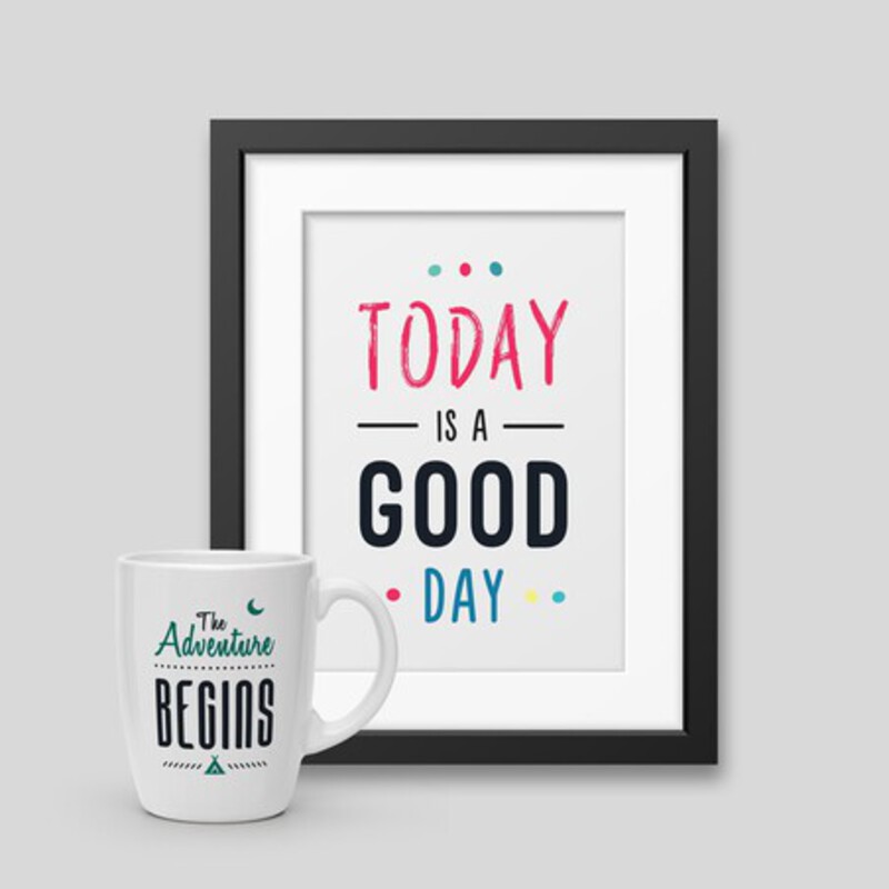 Packbecher + gerahmtes Poster