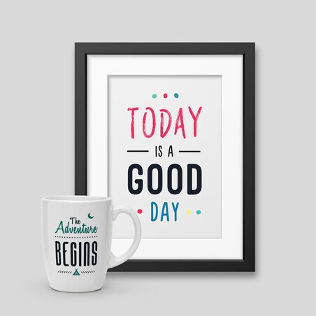 Packbecher + gerahmtes Poster